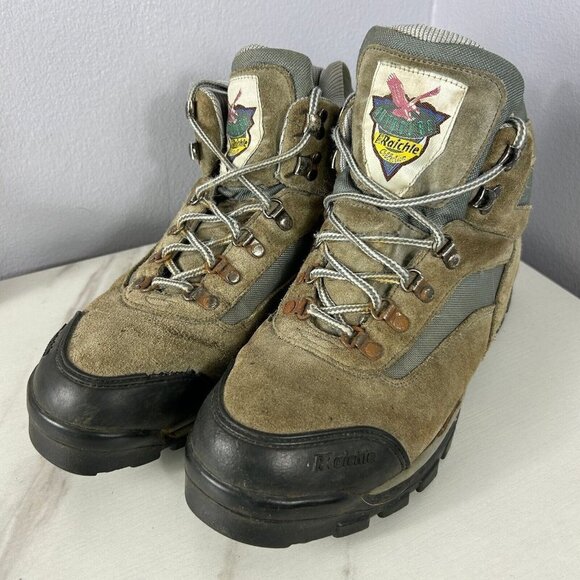 Raichle Outdoors Collection Steel Toe Suede and Green Hiking Boots Size 11M - Picture 1 of 10